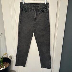 American Eagle Jeans Women's 6 Long Black Super High-Rise Ankle Straight leather